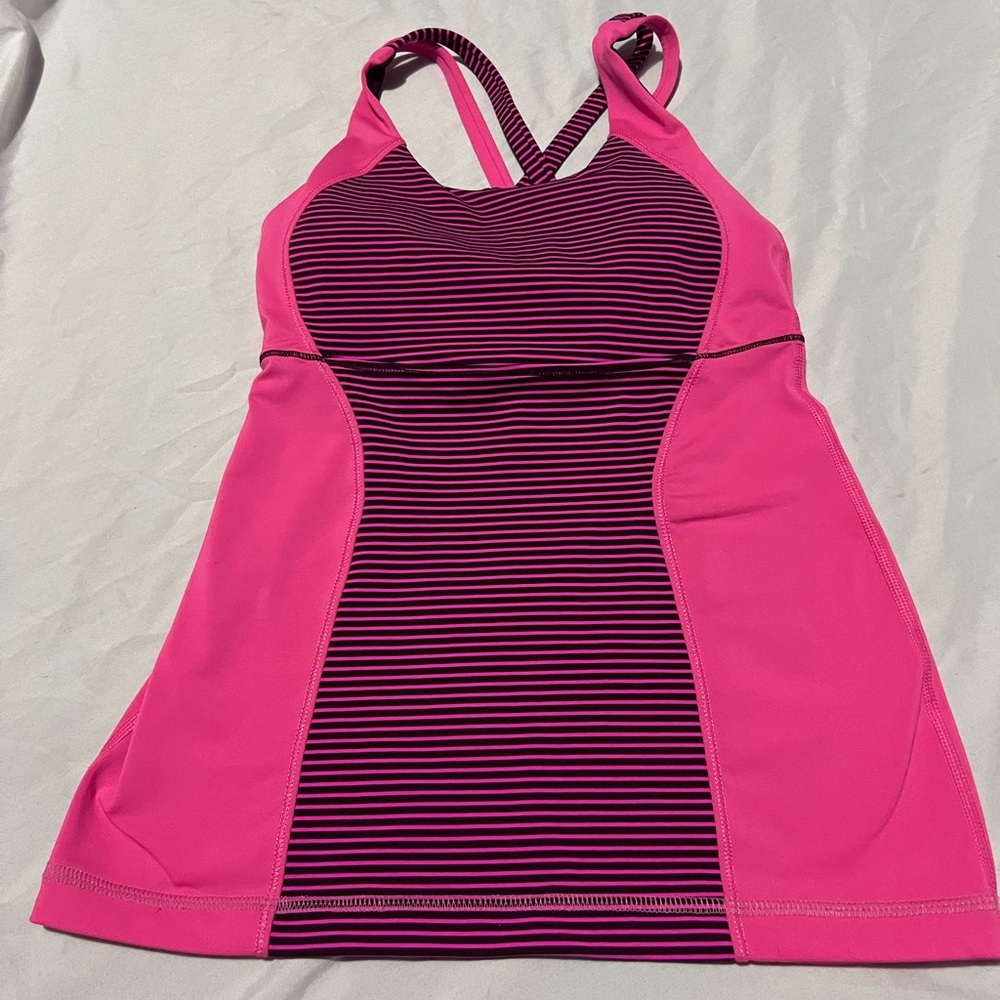 Lululemon Energy Tank Hyper Stripe Raspberry Glow Light Plum size 4